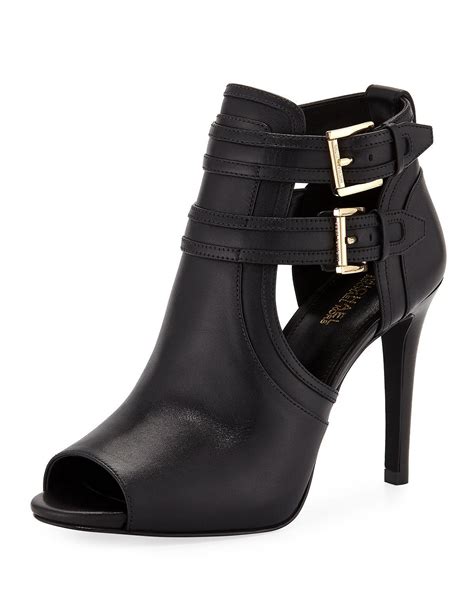 michael kors blaze open toe bootie black|Blaze Leather Open.